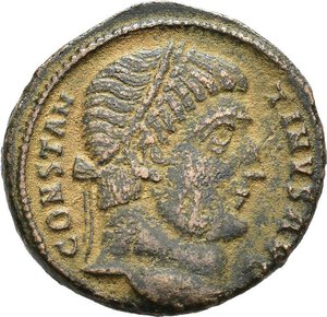 obverse: COSTANTINO I (307-337). Antiochia. Nummus. 326-327 circa. AE (3,40 g). D/  CONSTANTINVS AVG, testa laureata a destra; R/ PROVIDENTIAE AVGG, porta d accampamento con due torrette, al centro una stella; in esergo SMANTA. RIC VII 71.qSPL nr.reg.593/24