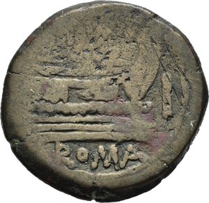 reverse: EMISSIONI FAMILIARI. Roma. Asse. Emissione del 169-158 a.C. AE (25,62 g). D/ testa di Giano, sopra segno di valore; R/ prua di nave a destra; in esergo ROMA, sopra nome del magistrato monetale. Cfr Craw 193.1. BB. nr.reg.601/24