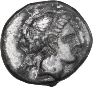 obverse: Central and Southern Campania, Neapolis. AR/AE Fourreè (?) Nomos, c. 300-275 BC