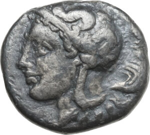 obverse: Southern Apulia, Tarentum. AR Diobol, 380-325 BC