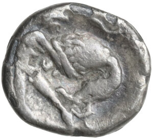 reverse: Southern Apulia, Tarentum. AR Diobol, 380-325 BC