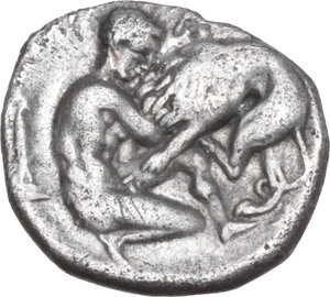 reverse: Southern Apulia, Tarentum. AR Diobol, 325-280 BC