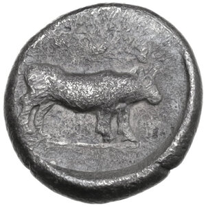 reverse: Lucania, Poseidonia-Paestum. AR Diobol, 445-420 BC