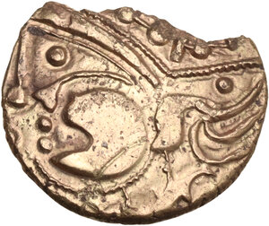 obverse: Northwest Gaul, Aulerci Eburovices. Debased AV Half Stater, 1st century BC