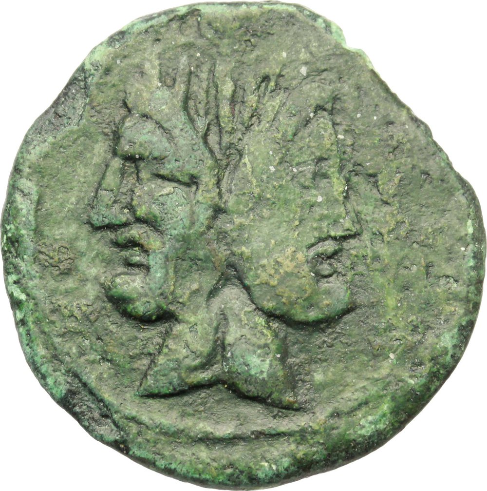 L. Titurius L. f. Sabinus. AE As, 89 BC. Obv. Laureate head of Janus. Rev. Prow right; above, L.TIT foto 1