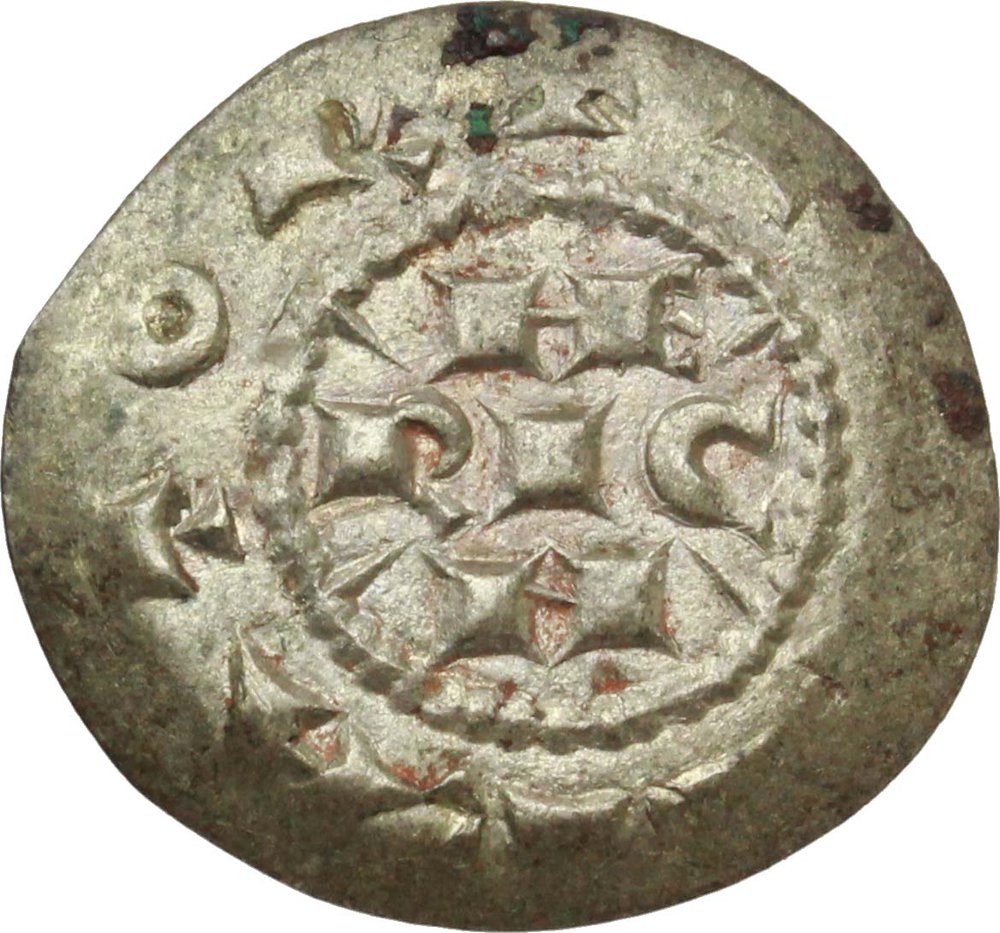 Milano. Enrico II di Sassonia (1014-1024). Denaro. B. 1410. CNI 1. AG. g. 0.63 SPL+. Alta con foto 1