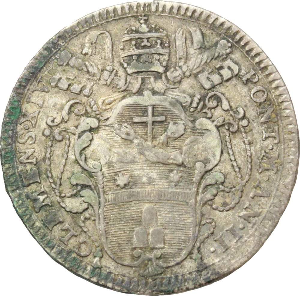 Roma. Clemente XIV (1769-1774). Doppio giulio 1771. M. 7A. AG. g. 5.24 mm. 25.00 NC. qBB/BB. foto 1