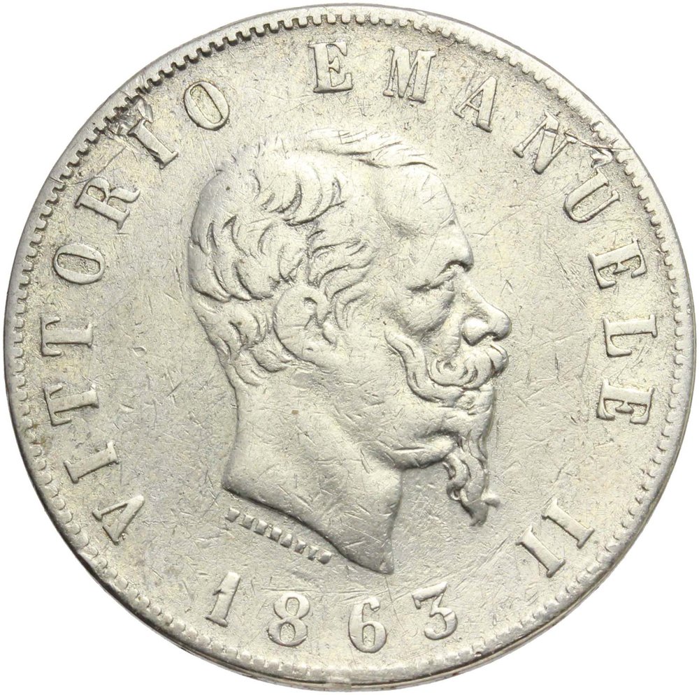 Regno di Italia. Vittorio Emanuele II (1861-1878). 2 lire 1863, Napoli. Pag. 506. Mont. 196. AG. foto 1