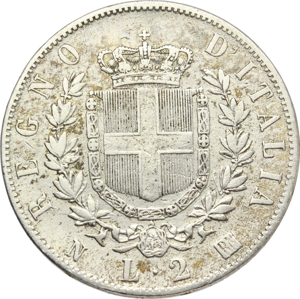 Regno di Italia. Vittorio Emanuele II (1861-1878). 2 lire 1863, Napoli. Pag. 506. Mont. 196. AG. foto 1