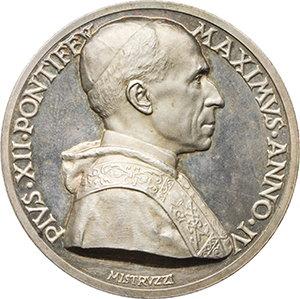 Pio XII (1939-1958), Eugenio Pacelli. Medaglia annuale, A. IV. Radiomessaggio per la pace. foto 1