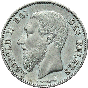 Belgio Leopoldo II (1865-1909). 50 centesimi 1866. foto 1