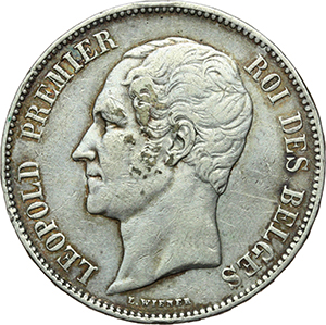 Belgio Leopoldo I (1831-1865) 5 franchi 1858. foto 1