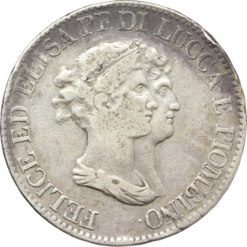 Lucca e Piombino Elisa Bonaparte e Felice Baciocchi (1805-1814). Scudo 1807. foto 1