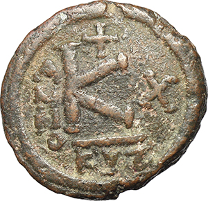 Justin II, with Sophia (565-578). AE Half Follis, Cyzicus mint. Dated RY 10 (574/5 AD). foto 1