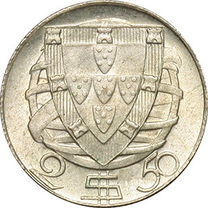 Portogallo 2 1/2 Escudos 1945. foto 1