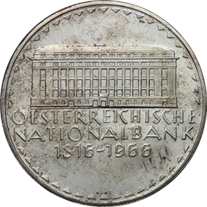 Austria II Repubblica (1945-) 50 scellini 1966 per il 150° anniversario della Banca Nazionale. foto 1