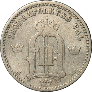 Svezia Oscar II (1872-1907) 25 öre 1877. foto 1