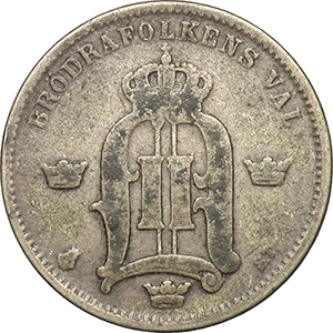 Svezia Oscar II (1872-1907) 50 öre 1875. foto 1