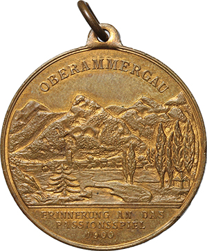 Germania, Oberammergau. Medaglia portativa 1900 della rappresentazione della Passione di Cristo. foto 1