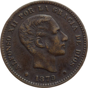 Spagna. Alfonso XII (1874-1885). 5 centesimi 1879. foto 1