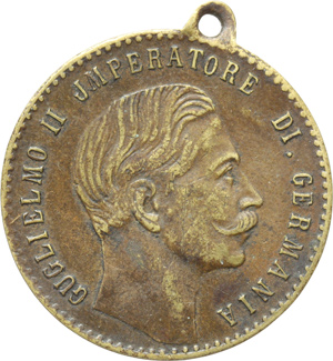Regno di Italia. Vittorio Emanuele III (1900-1946) Medaglia con al rovescio Guglielmo II di Germania foto 1