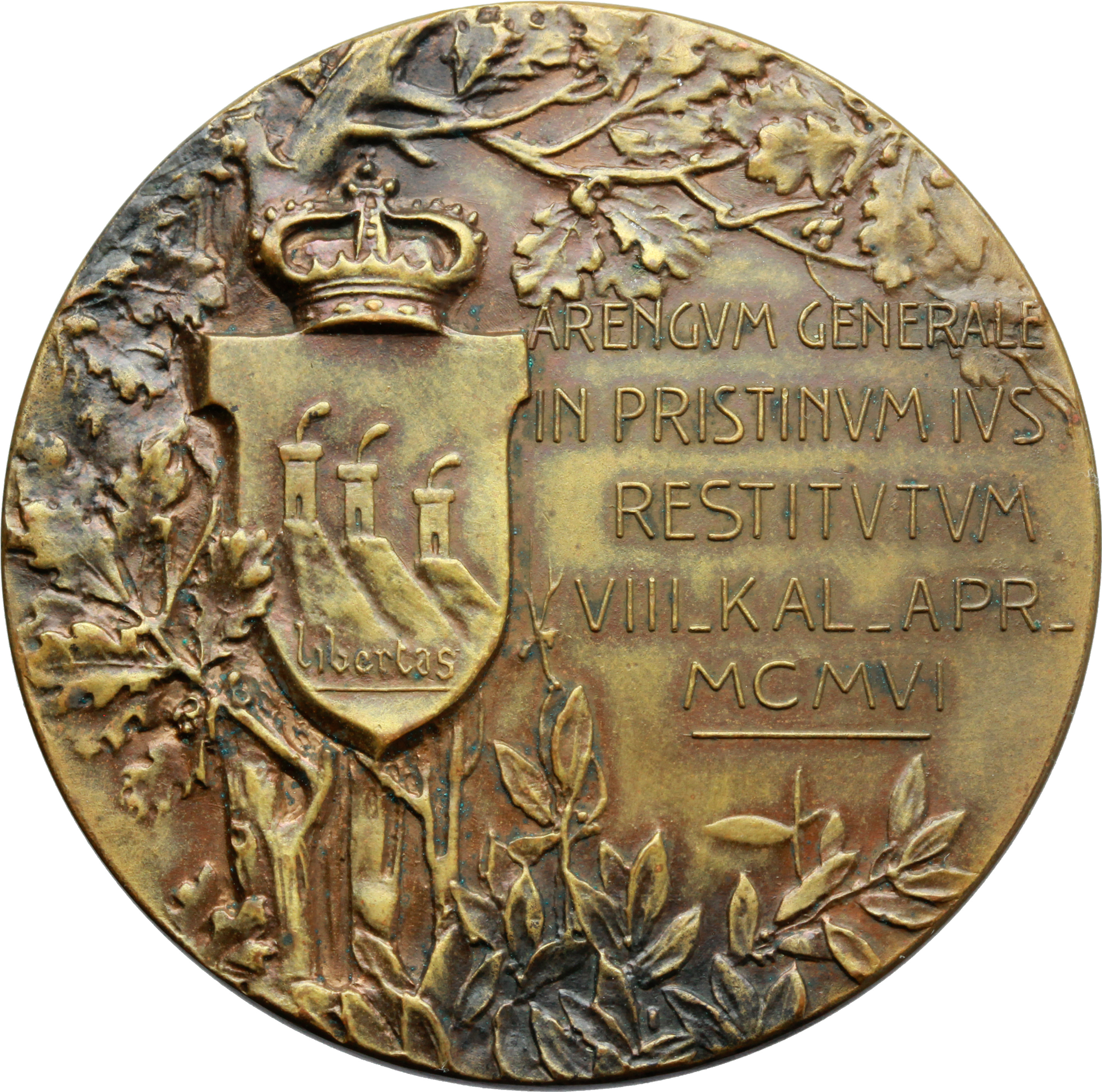 San Marino Medaglia 1907 per il primo anniversario dell'Arengo. foto 1