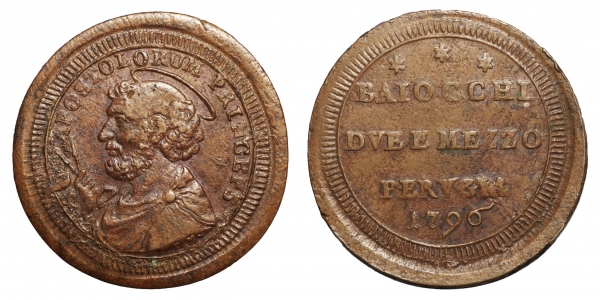 Pio VI (1775-1799). PERUGIA. Sampietrino 1796 foto 1