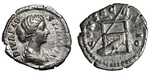 Diva Faustina II. AR Denarius. Rome, AD 176-180. 2,6 gr. – 19,5 mm. O:\ DIVA FAVSTINA ,draped bust r foto 1