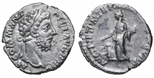 Commodus Denarius, 186-187 AD. 2,8 gr. – 17,1 mm O:\ M COMM ANT P FEL AVG BRIT, laureate head right. foto 1