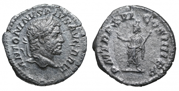 Caracalla. AR Denarius, 213, Rome. O:\ ANTONINVS PIVS-AVG BRIT; Laureate head right. R:\ P M TR P XV foto 1