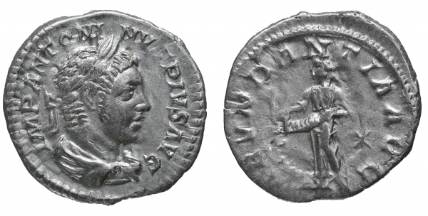 Elagabalus Denarius. Rome, AD 220-221. 2,7 gr. – 18,9 mm.O:\ IMP ANTONINVS PIVS AVG, laureate, drape foto 1