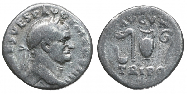 Vespasian Denarius. 72-73 AD. 3,2 gr. – 17,33 mm. O:\ IMP CAES VESP AVG P M COS IIII, laureate head foto 1