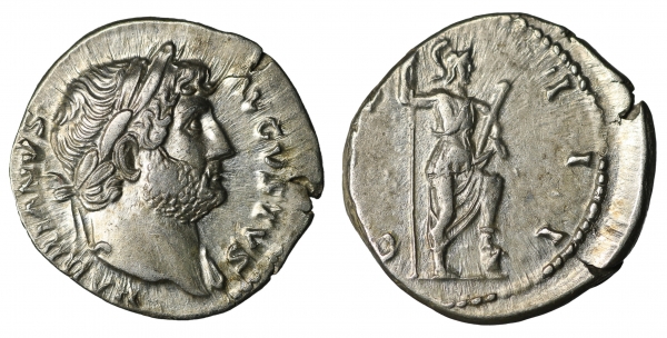 Hadrian. Denarius. 125-128 AD. 3.35 gr. - 18.1 mm. O:\ HADRIANVS AVGVSTVS, laureate head right. R:\ foto 1