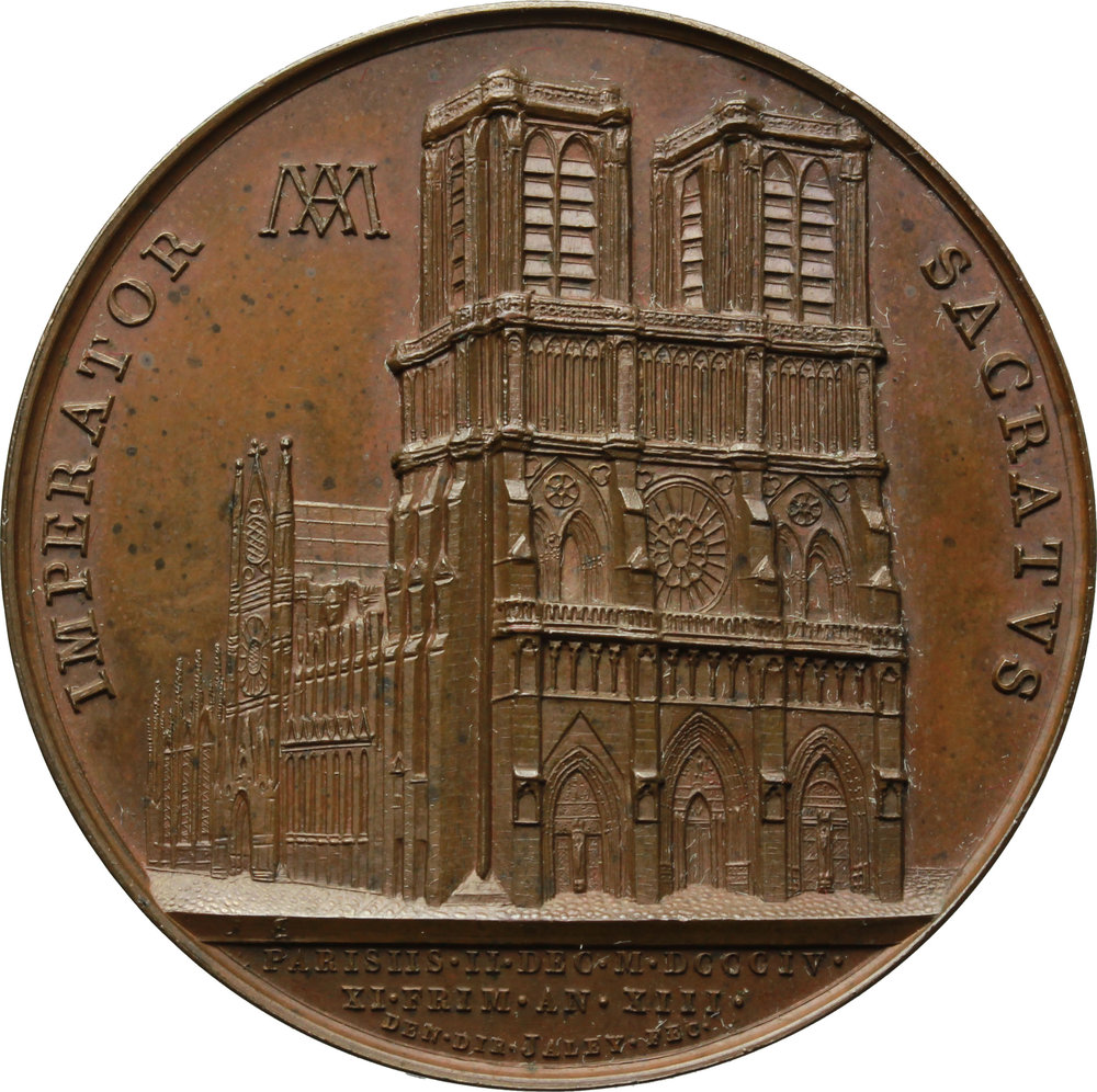 Pio VII (1800-1823), Barnaba Chiaramonti. Medaglia per l'incoronazione di Napoleone a Parigi, 2 dice foto 1