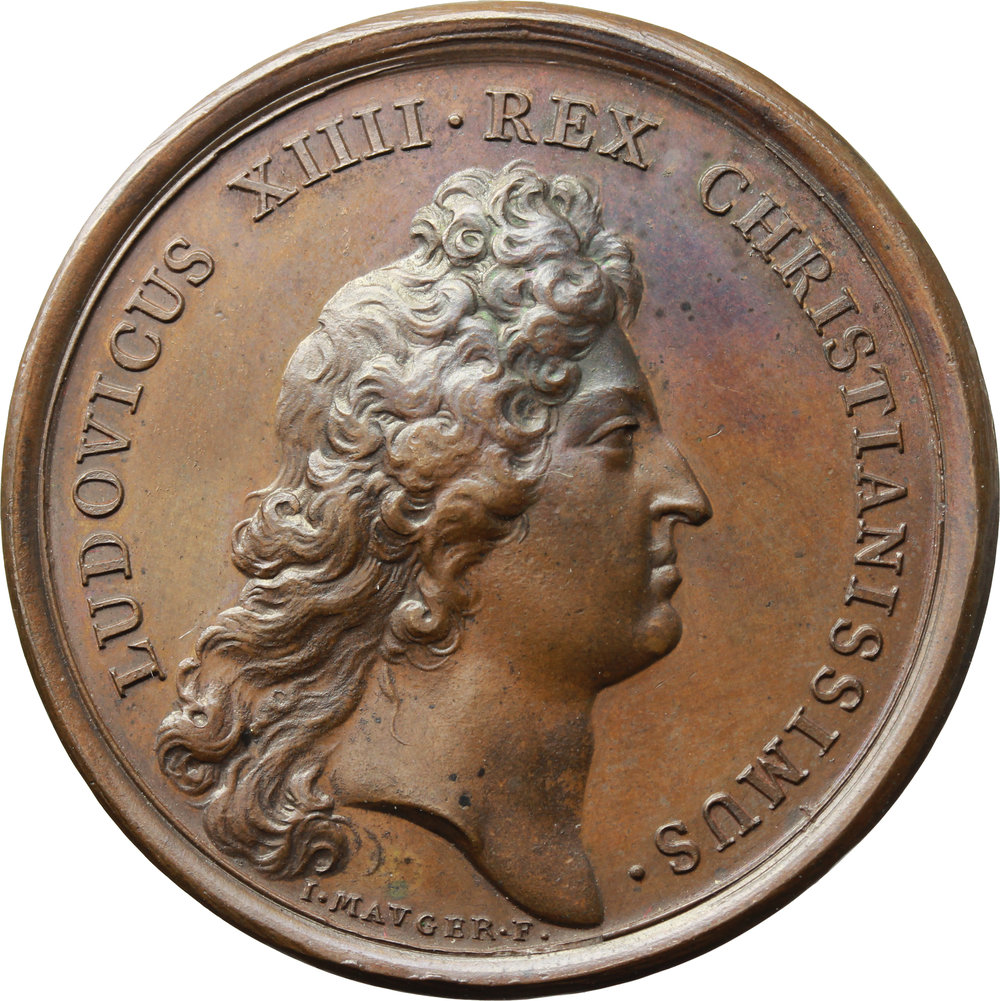 Francia. Luigi XIV (1643-1715). Medaglia 1672. D/ LUDOVICUS XIIII REX CHRISTIANISSIMUS. Busto a des foto 1