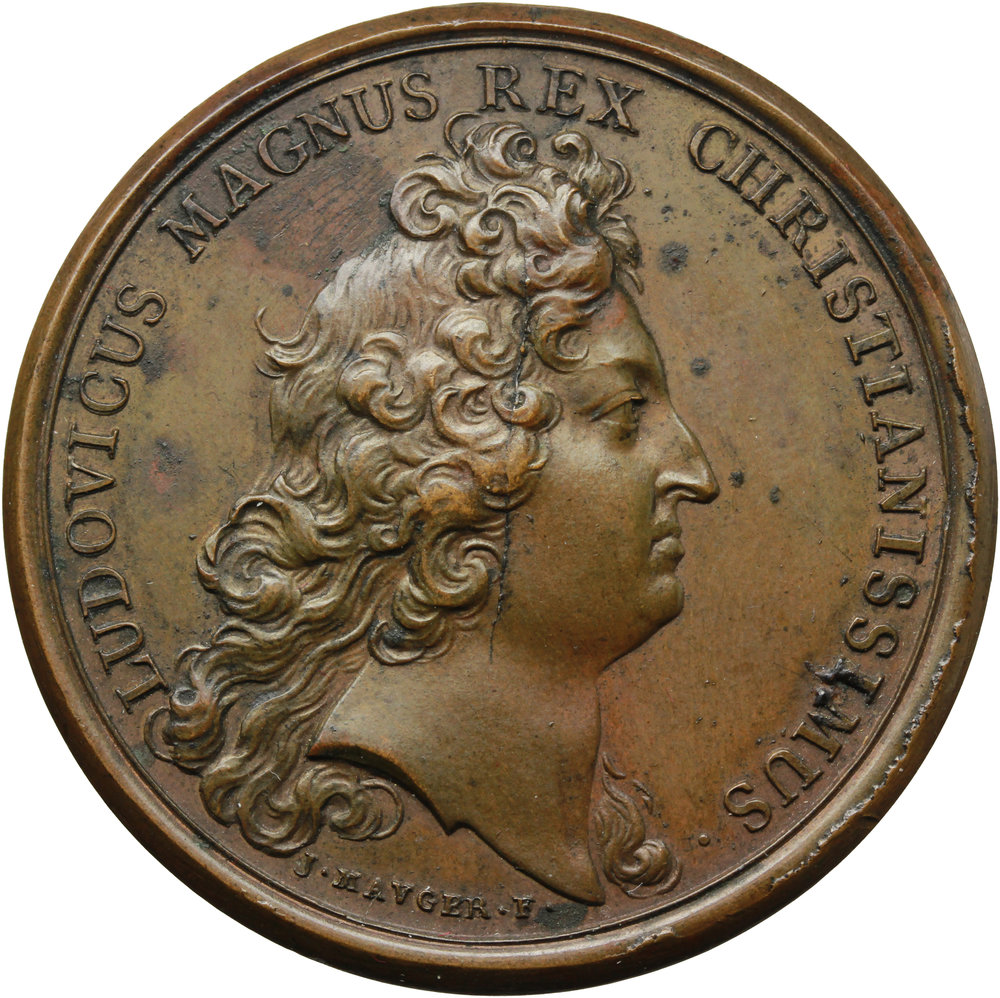 Francia. Luigi XIV (1643-1715). Medaglia 1674 per la seconda presa di Dole. D/ LUDOVICUS MAGNUS REX foto 1