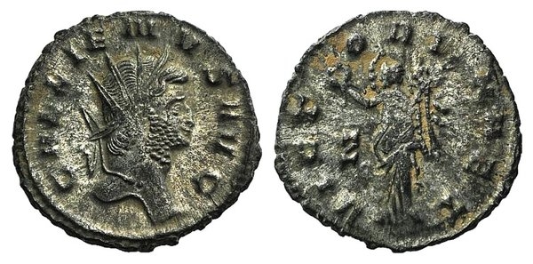 Monete 96 Gallienus (253-268). AR Antoninianus. Rome, 265-7. R/ VICTORY foto 1