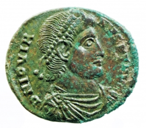 Impero Romano. Gioviano. 363-364 d.C. Follis. Ae. D/ DN IOVIANVS PF AVG Busto diademato verso destra foto 1