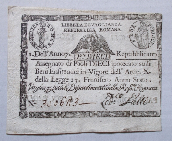 Repubblica Romana Anno 7 Repubblicano Dieci Paoli foto 1