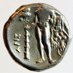 Mondo Greco. Lucania. Heraclea. 370-281 a.C. Nomos. Ag. D/ HPAKΛEIΩN. Testa di Ath foto 1