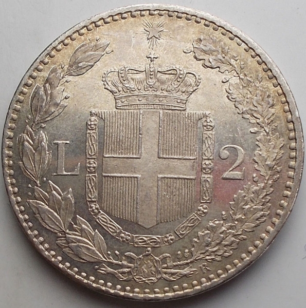 Umberto I (1878-1900) 2 Lire 1887 -AG - qFDC/FDC Segnetti Fondi speculari Leggera patina in parte foto 1
