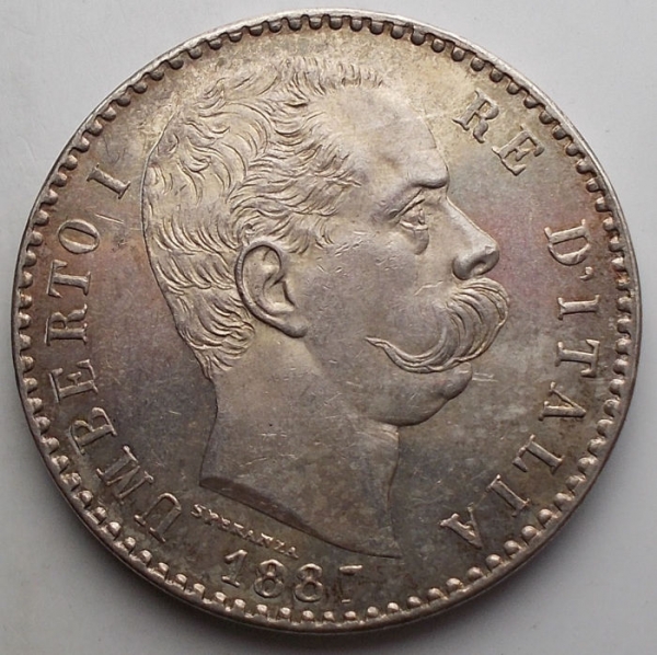 Umberto I (1878-1900) 2 Lire 1887 -AG - qFDC/FDC Segnetti Fondi speculari Leggera patina in parte foto 1