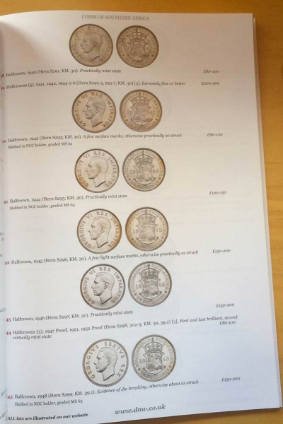 DNW Coins, Medals, and Paper Money of Southern Africa. 24 September 2013. foto 1