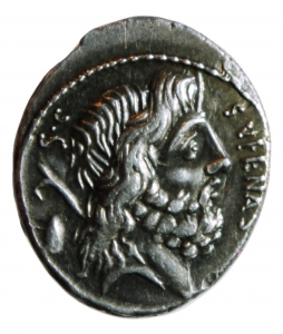 Repubblica Romana. Gens Nonia. M. Nonius Sufenas. 59 a.C. Denario. Ag. D\ Testa di Saturno verso des foto 1