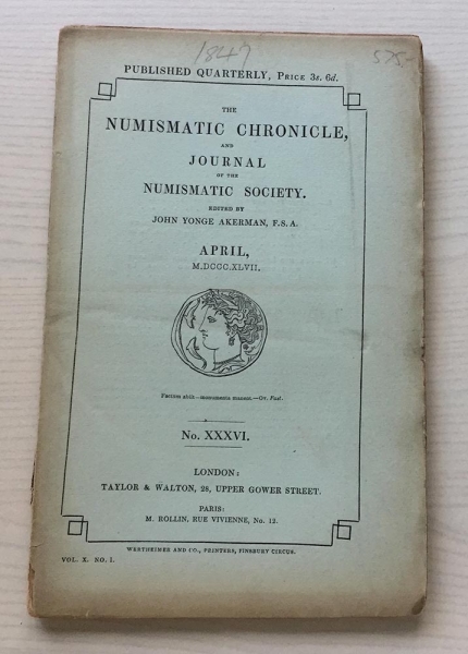 Numismatic Chronicle and Journal of the Numismatic Society. London John Yonge Akerman April 1847 foto 1