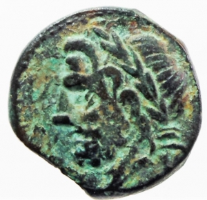 Mondo Greco. Apulia. Arpi. ca 325-275 a.C. AE 17. D/ Testa di Zeus a sinistra. R/ Cavallo al galoppo foto 1