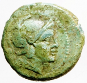 Roma Repubblica. Oncia. Dopo il 217 a.C. D/ Testa elmata di Roma verso destra, dietro un globetto. R foto 1