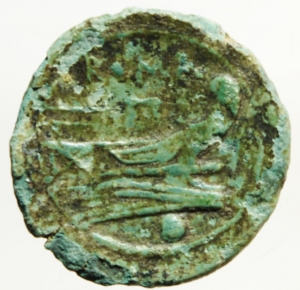 Roma Repubblica. Oncia. Dopo il 217 a.C. D/ Testa elmata di Roma verso destra, dietro un globetto. R foto 1