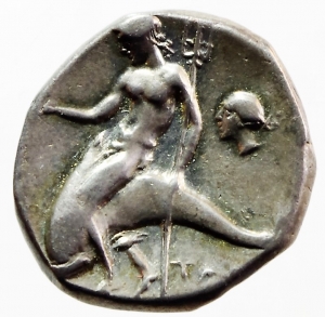 Mondo Greco. Calabria. Tarentum. 272-235 a.C. Nomos. 272-235 a.C. Magistrato Aristokles. D\ Guerrier foto 1